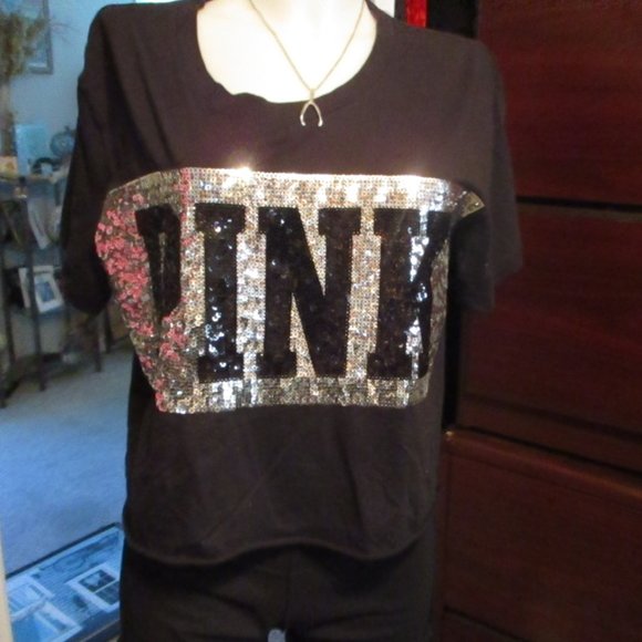 PINK Victoria's Secret Tops - Victoria's Secret  sequined Crop T Shirt